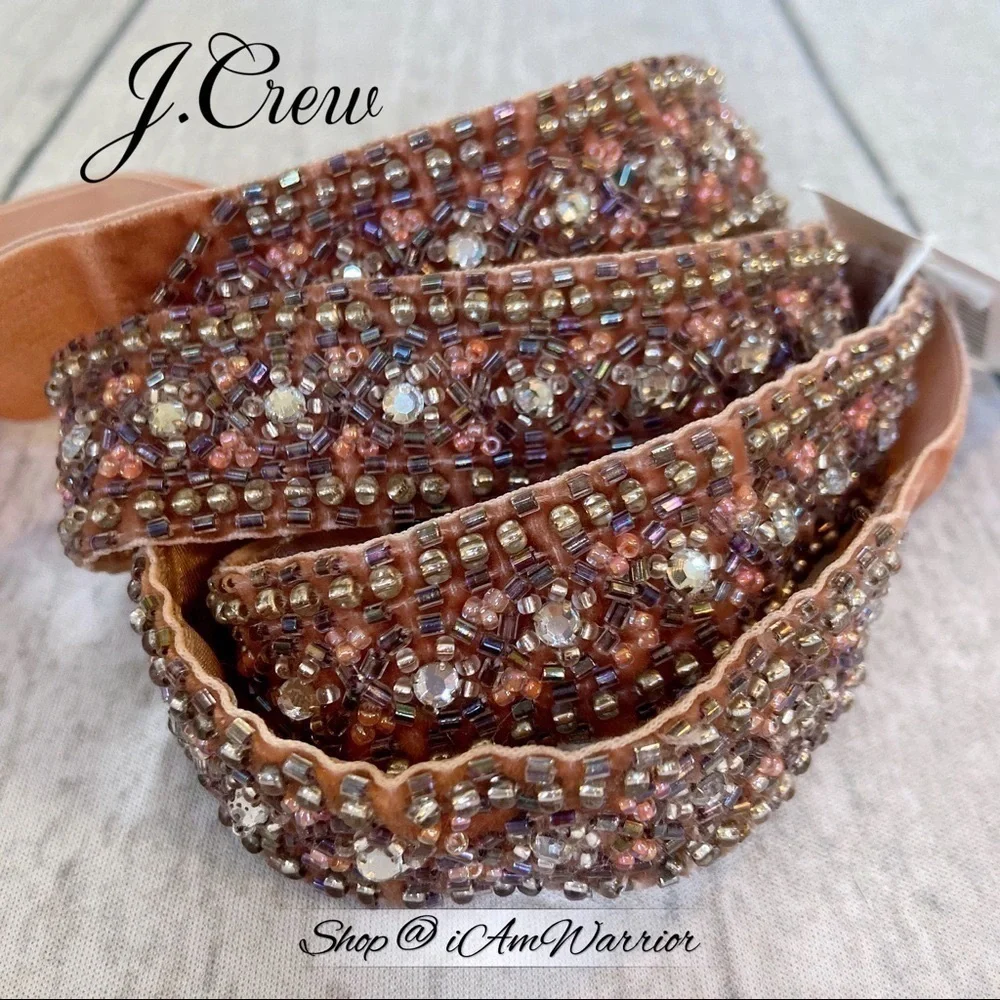 J.Crew NWOT beaded blush velvet sash belt *shop@iamwarrior